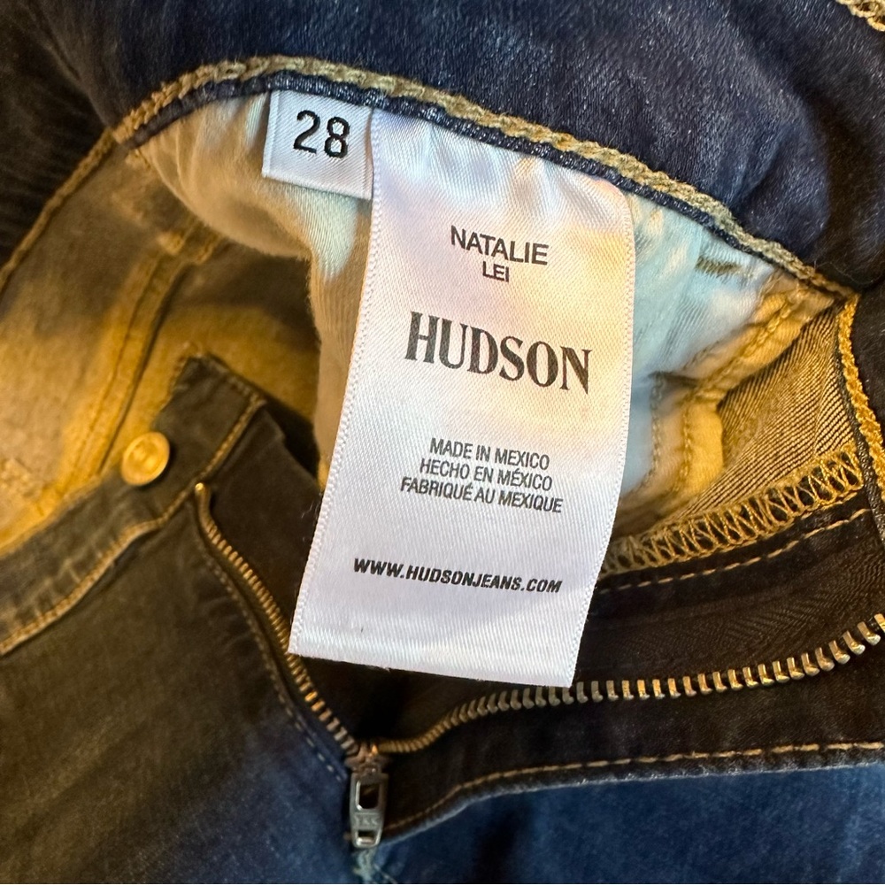 Hudson Natalie LEI Dark Wash Denim Skinny Raw Ankle Hem Jeans women’s size 28 - Picture 10 of 13